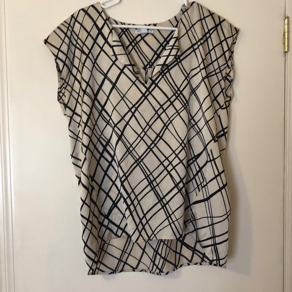 New York & Company Cream and Black Striped Blouse